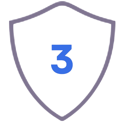 Icono de escudo con el número 3 representando 3 años de garantía