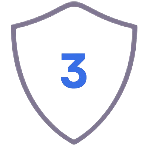 Icono de escudo con el número 3 representando 3 años de garantía